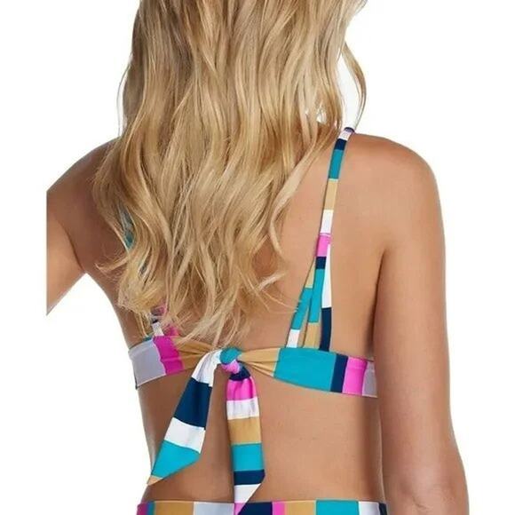 Raisins Belle Mar Miami Tie Back Bikini Swim Top Multi Medium - Picture 7 of 7